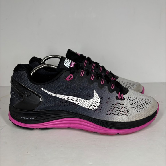 Nike LunarGlide 6 Running Shoes Women's Size 9.5 Gray Pink Comfort Athletic - Picture 1 of 7